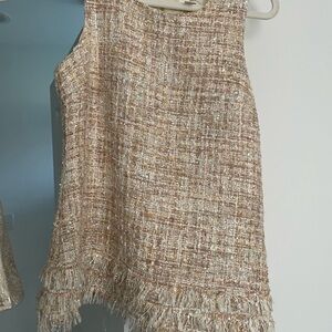 JB by Julie Brown Tweed Sleeveless Top - Cream and Brown